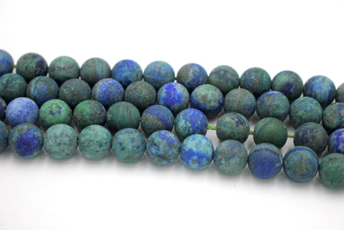 Matte Azurite Gemstone Beads, 10mm, Round